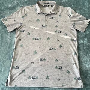Travis Mathew Gray Printed Outdoor Theme Golf Polo Shirt - Short Sleeve